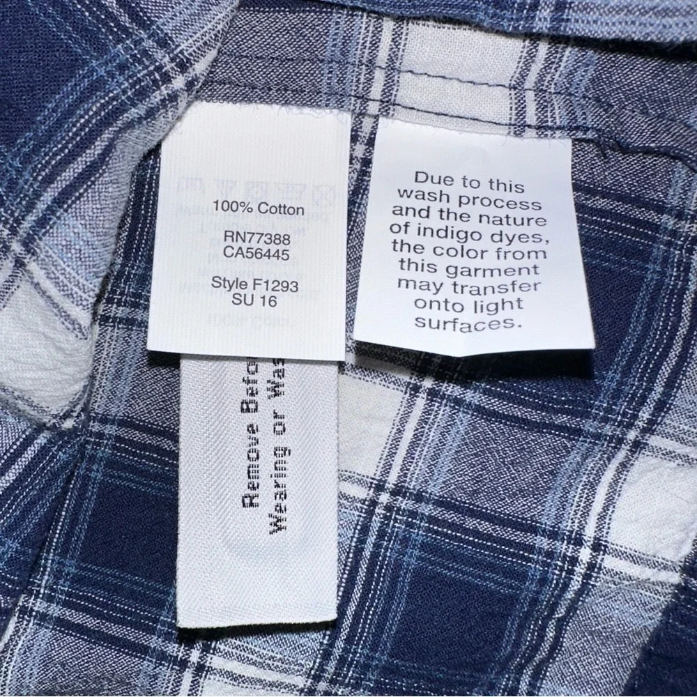 Madewell Blue Plaid 100% Cotton Spaghetti Adjustable Strap Tank Top Size XS - Picture 6 of 7